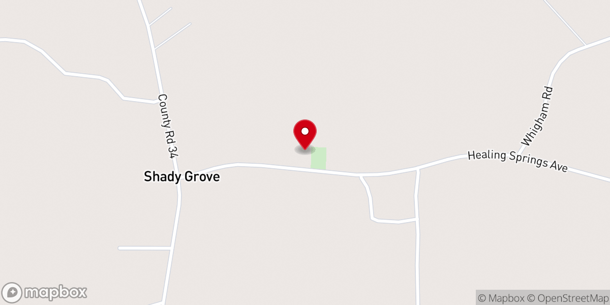 Map showing location of Shady Grove Baptist Church