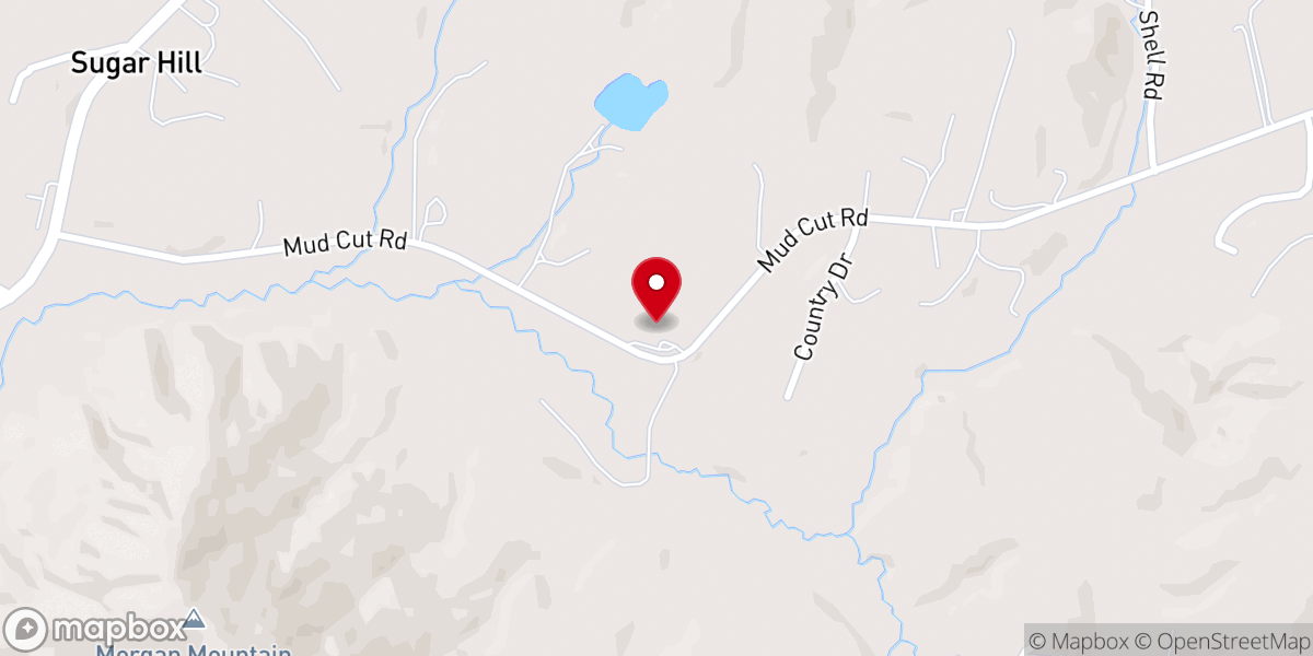 Map showing location of Sugar Hill Baptist Church