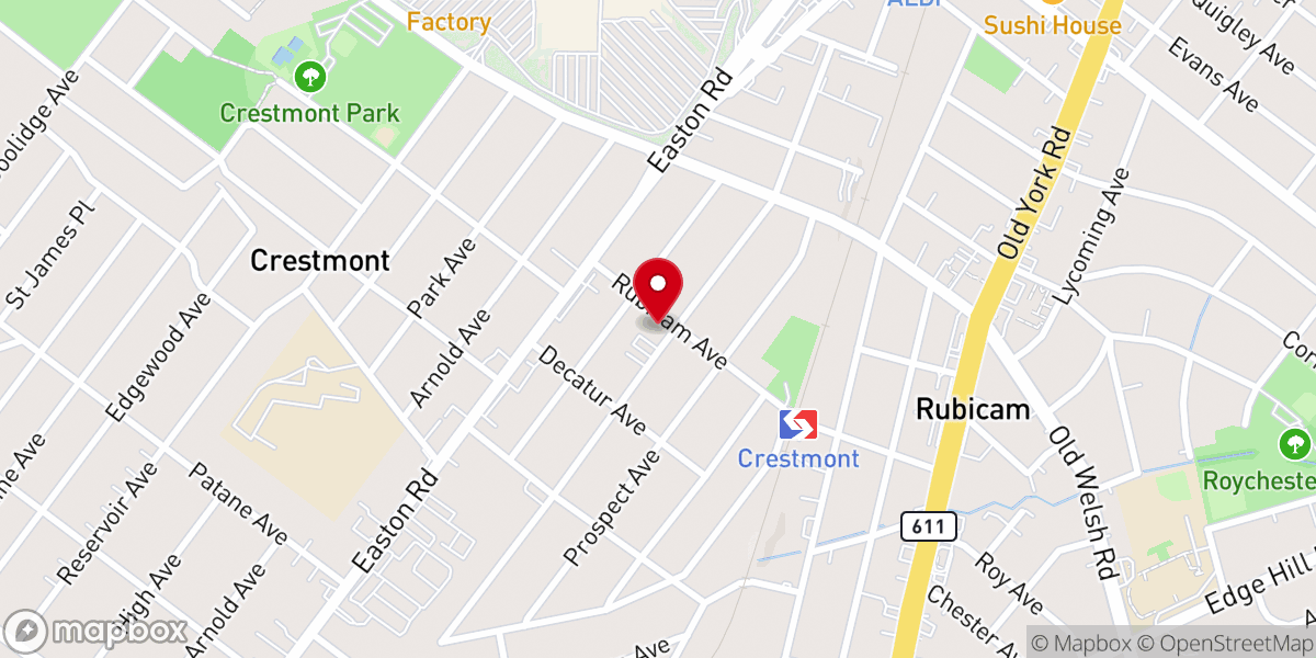 Map showing location of First Baptist Church of Crestmont
