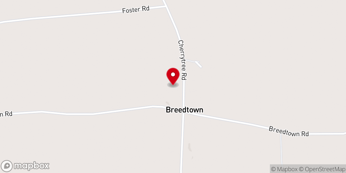 Map showing location of Breedtown Baptist Church