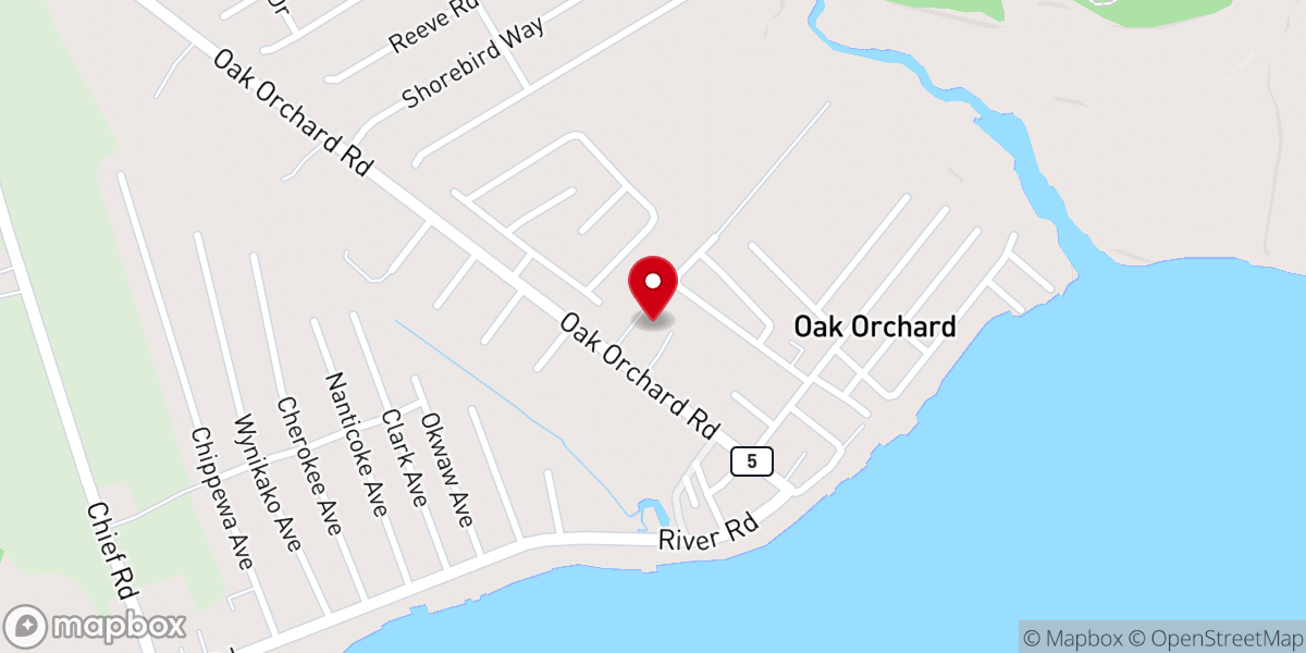 Map showing location of Community Church of Oak Orchard