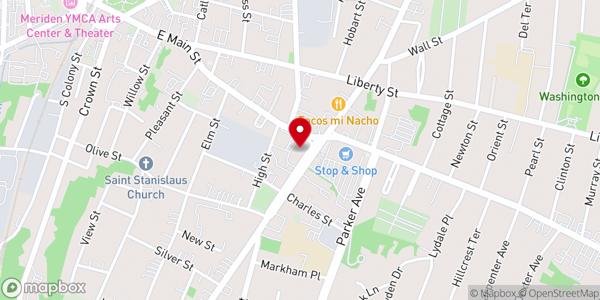 Map showing location of Center Congregational Church of Meriden, CT