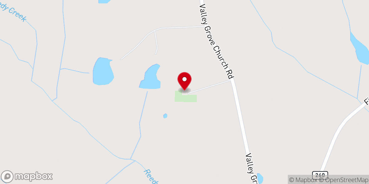 Map showing location of Old Valley Grove Primitive Baptist Church