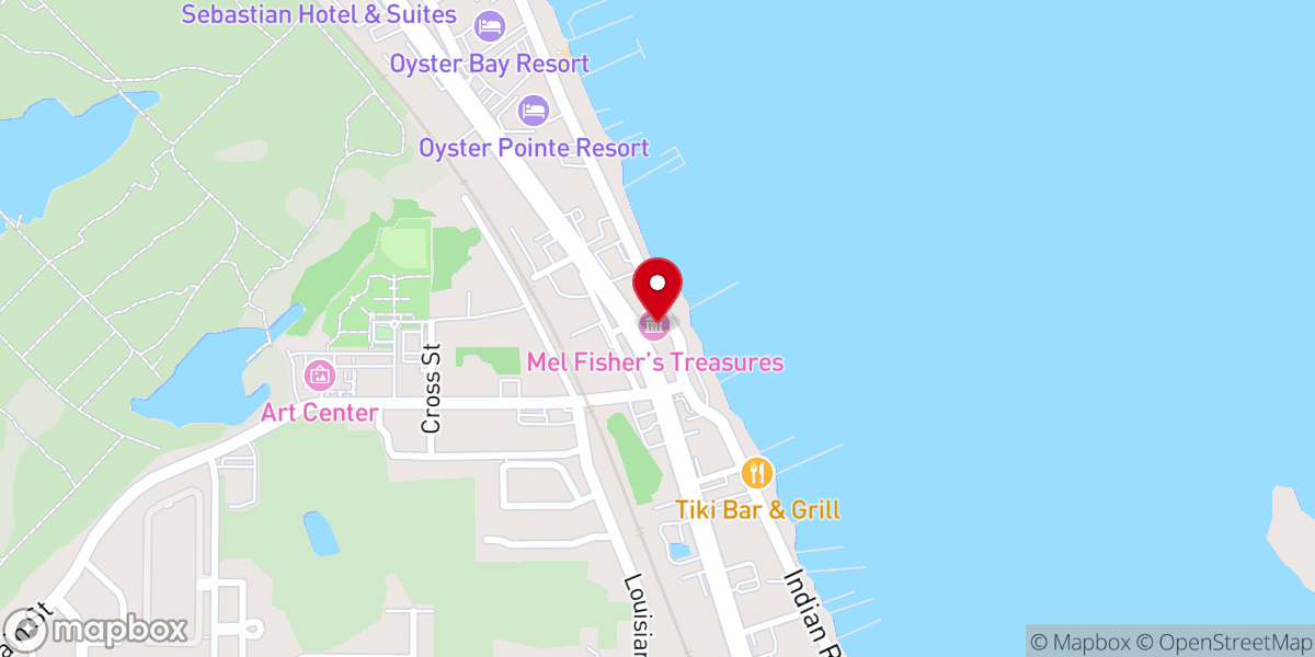 Map showing location of Mel Fisher's Treasures