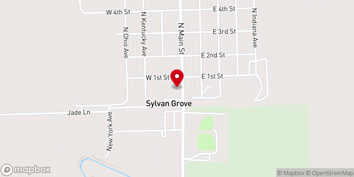 Map showing location of City of Sylvan Grove
