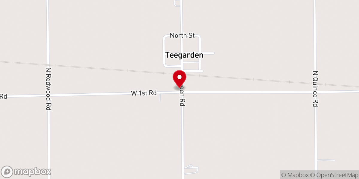 Map showing location of Teegarden 1st Brethren Church