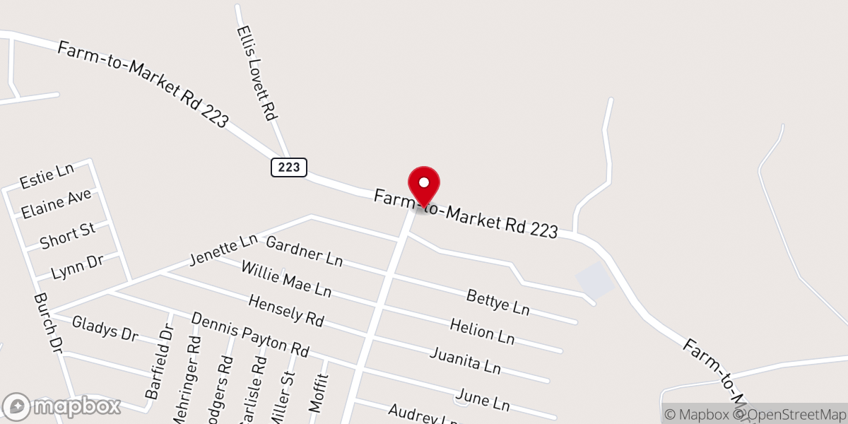 Map showing location of Harmony Baptist Church