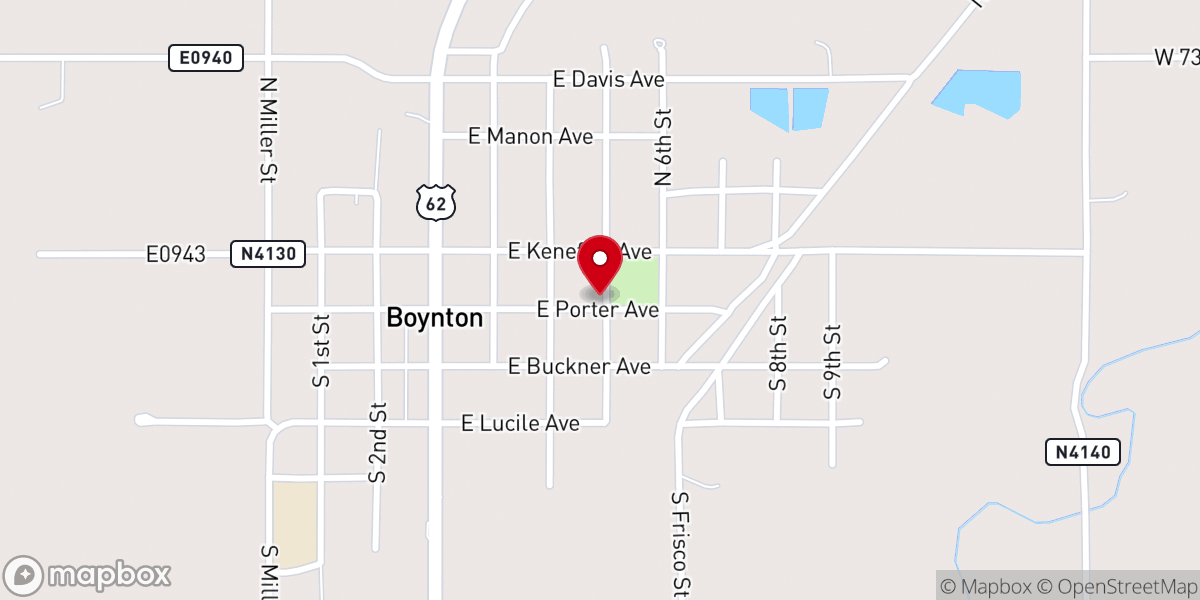 Map showing location of Boynton Baptist Church