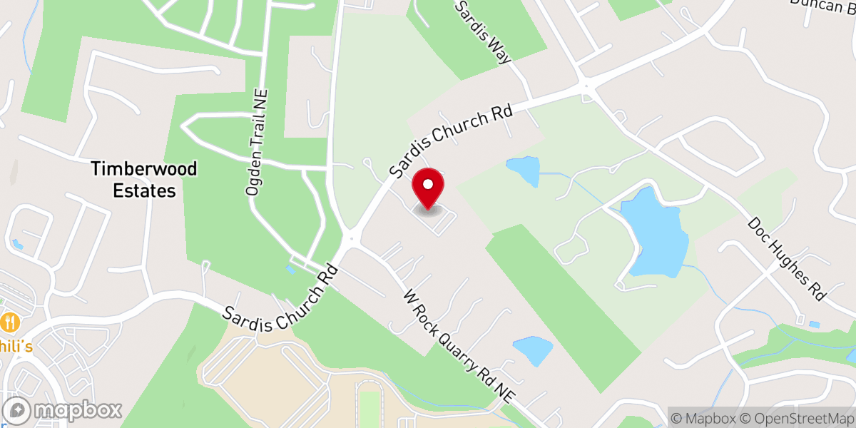 Map showing location of Hamilton Mill Christian Church