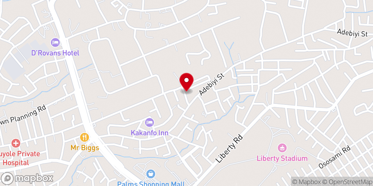 Map showing location of Living Faith Church Joyce B aka Winners' Chapel Joyce B
