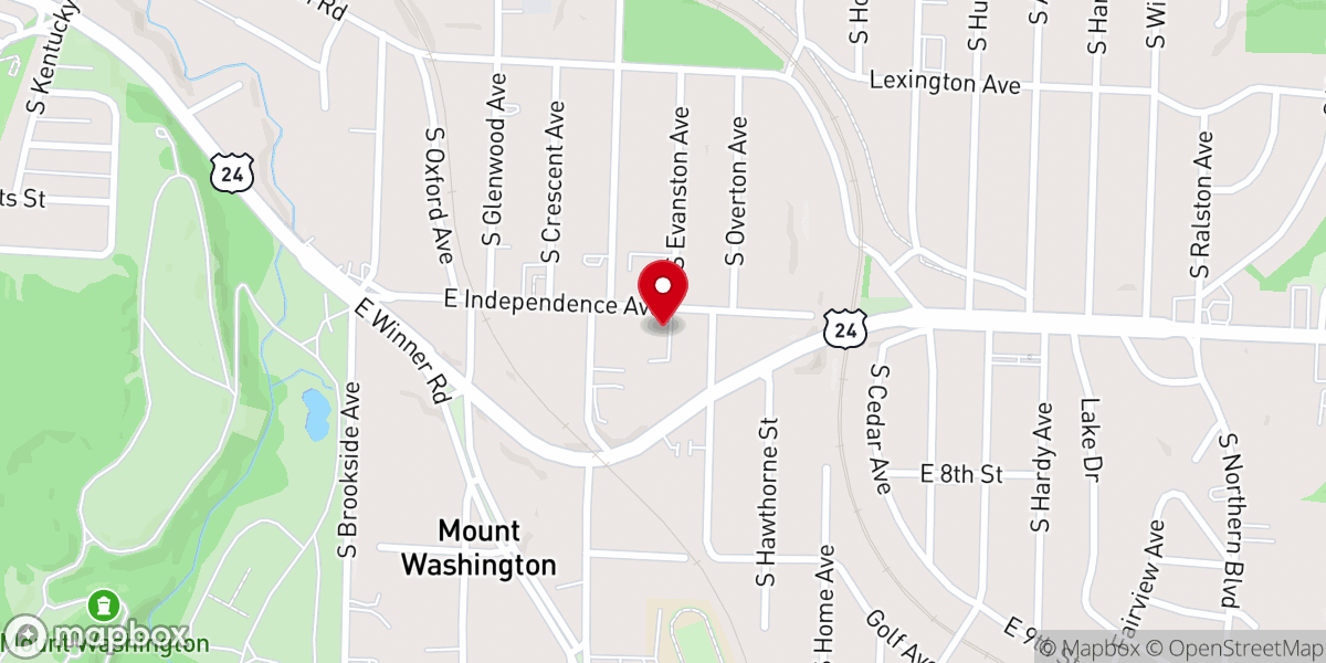 Map showing location of Mt Washington Baptist Church