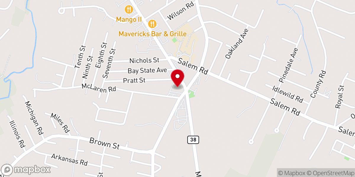 Map showing location of Tewksbury United Methodist Church