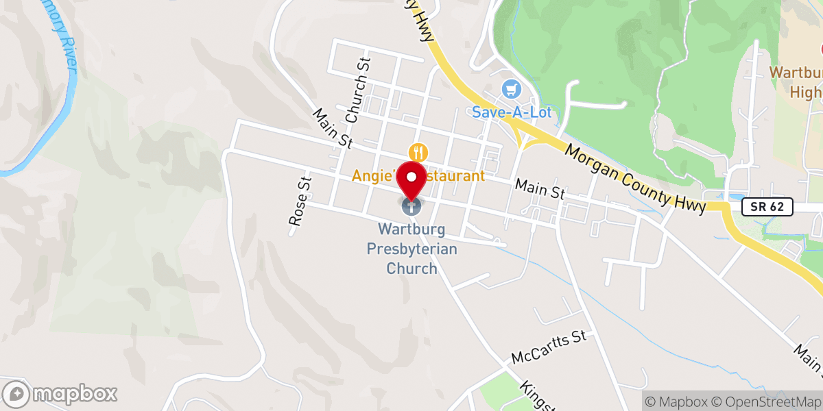Map showing location of Wartburg Presbyterian Church