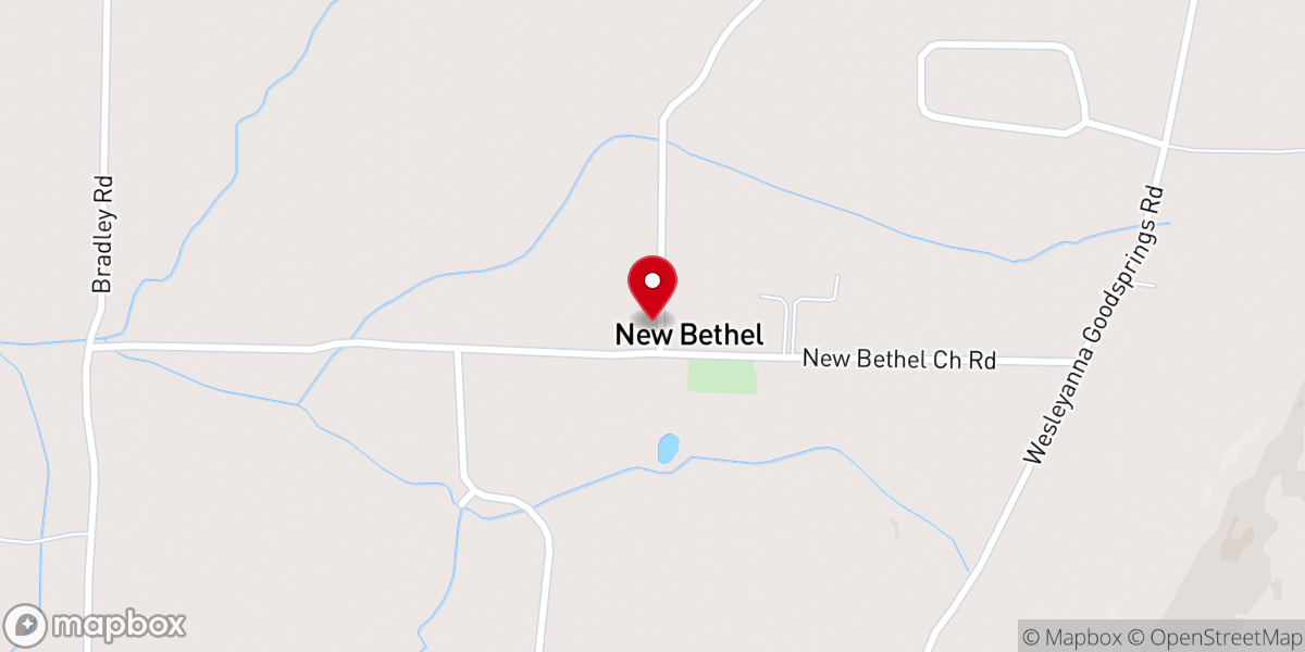 Map showing location of New Bethel Baptist Church
