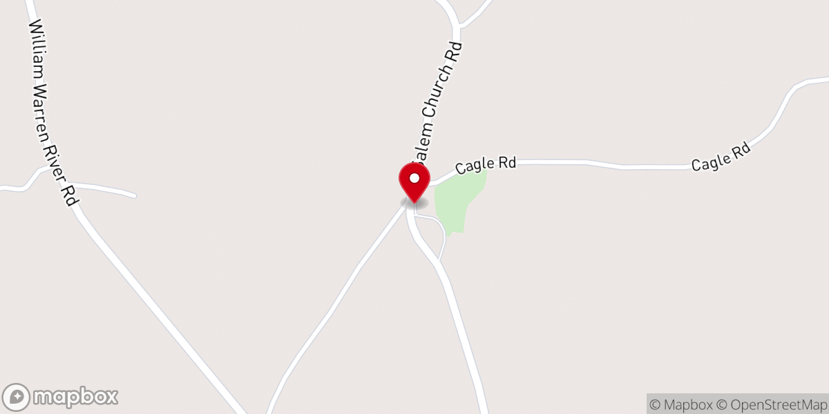 Map showing location of Salem Baptist Church