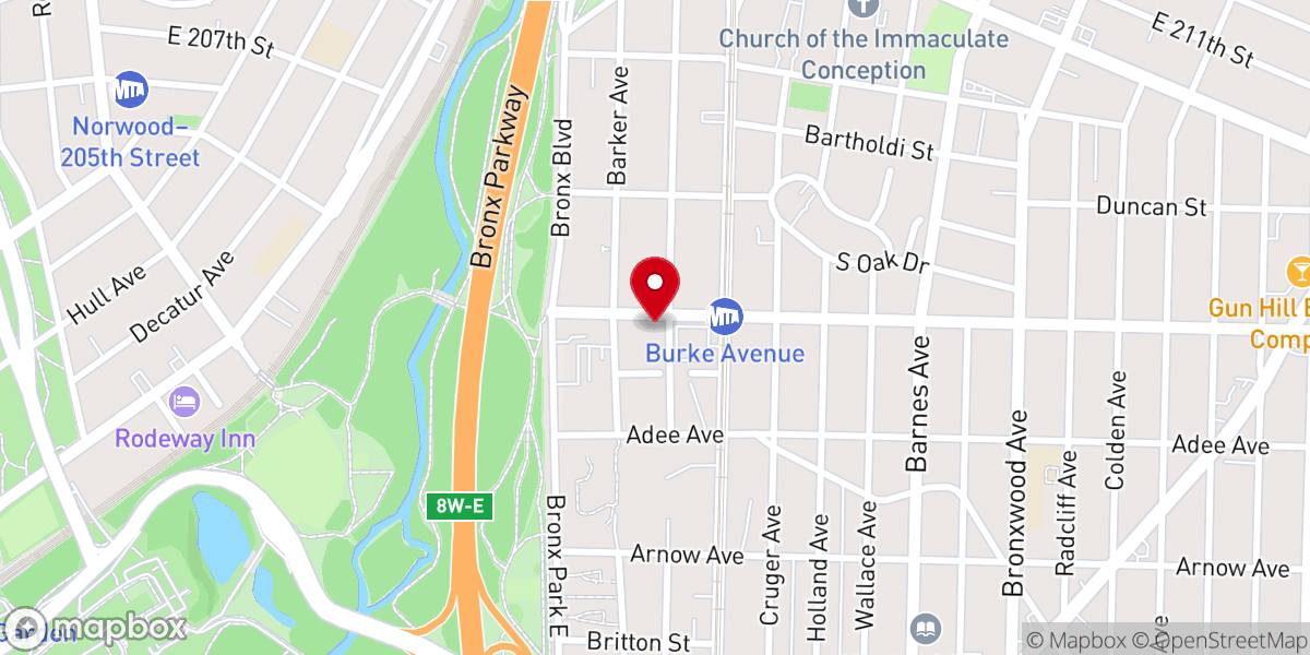 Map showing location of Bronx Deliverance Church of God