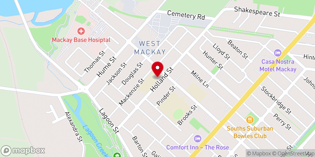 Map showing location of St. Francis Xavier Catholic Church, West Mackay