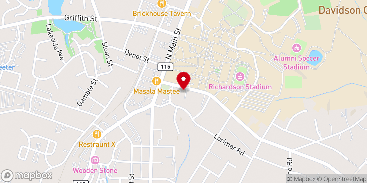 Map showing location of Davidson College Presbyterian Church Congregation House