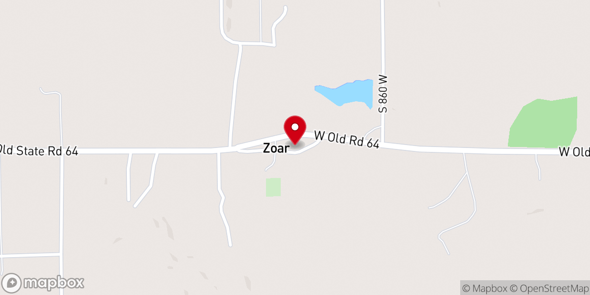 Map showing location of Zoar United Methodist Church