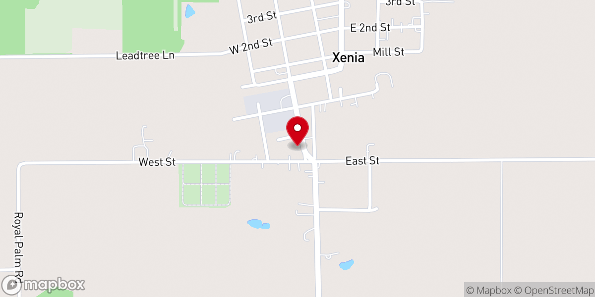 Map showing location of Xenia Christian Church