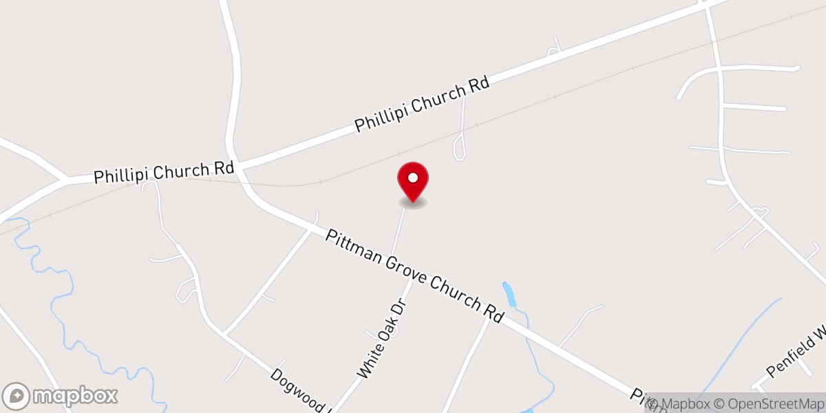 Map showing location of Pittman Grove Baptist Church
