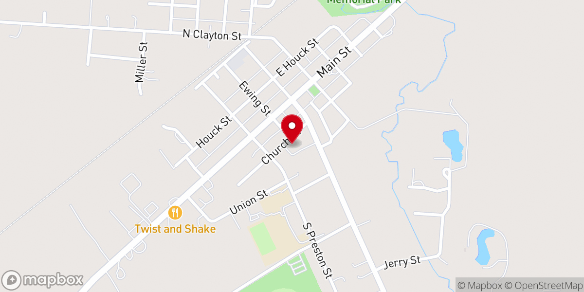 Map showing location of Centerburg Christian Church