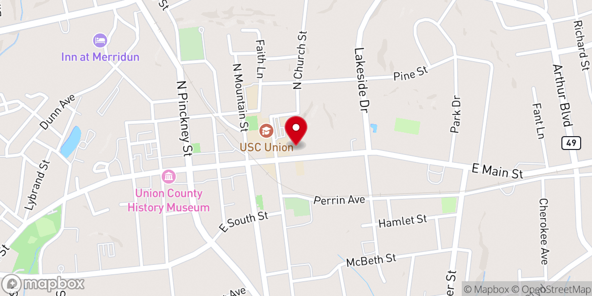 Map showing location of First Baptist Church of Union