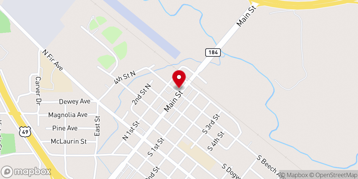 Map showing location of Main Street Cafe