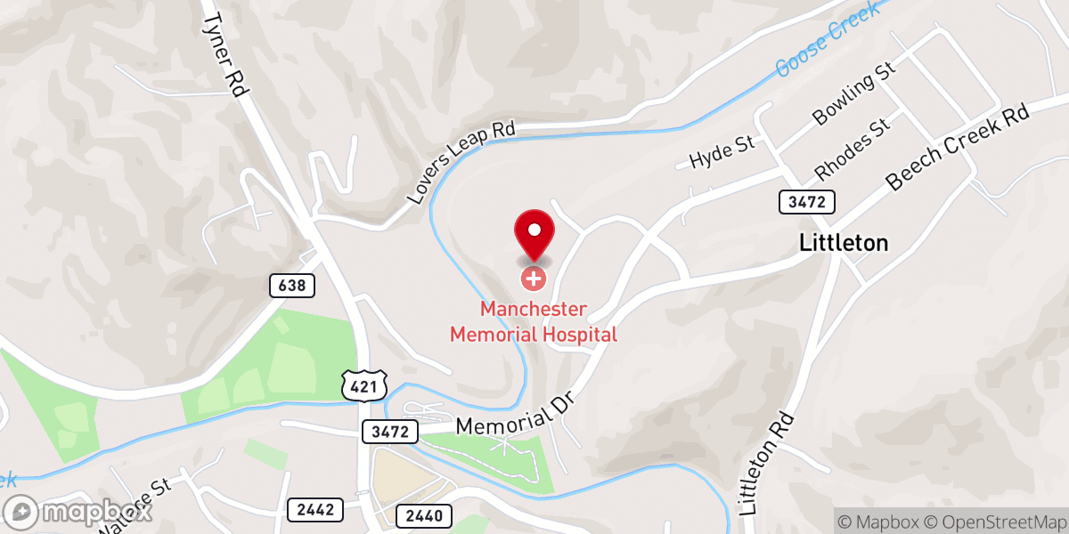 Map showing location of AdventHealth Manchester