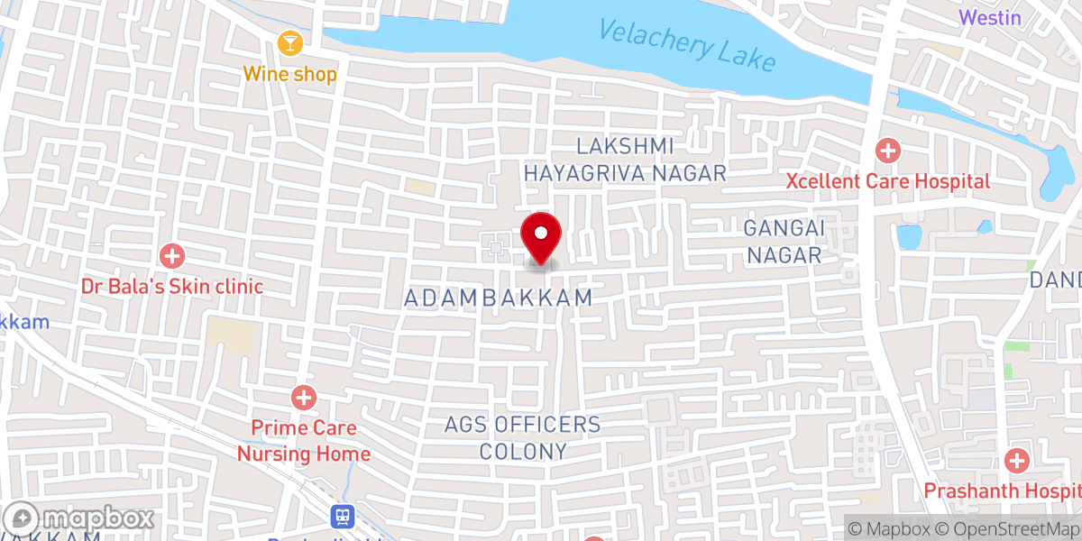 Map showing location of CSI Church of Christ The King - Adambakkam, Chennai (CSI CCK)