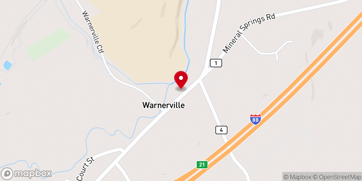 Map showing location of Warnerville United Methodist Church