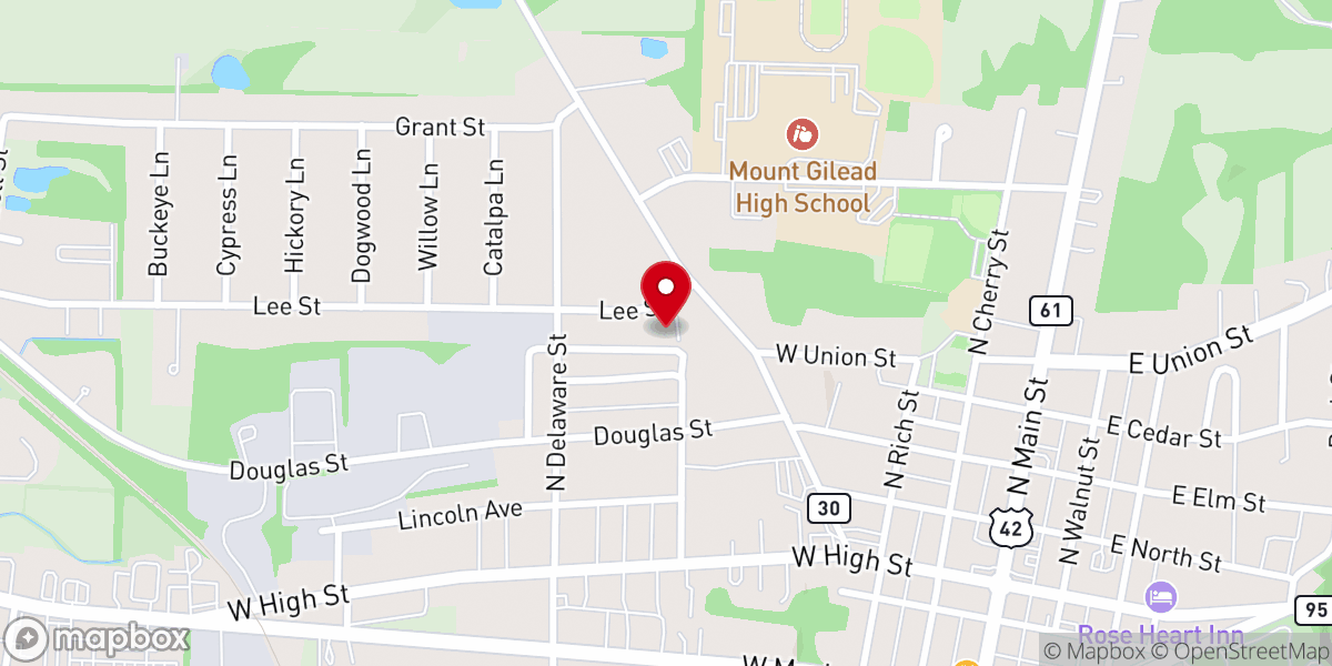 Map showing location of At His Feet Christian Center
