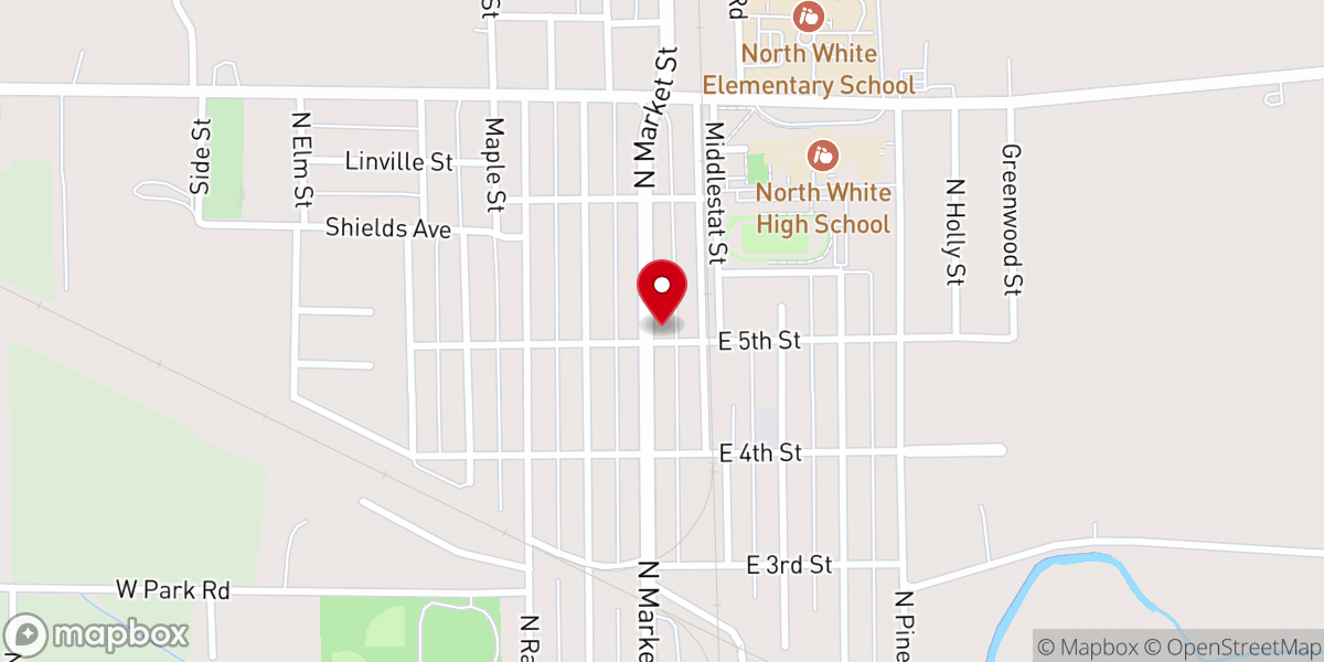 Map showing location of Monon Methodist Church