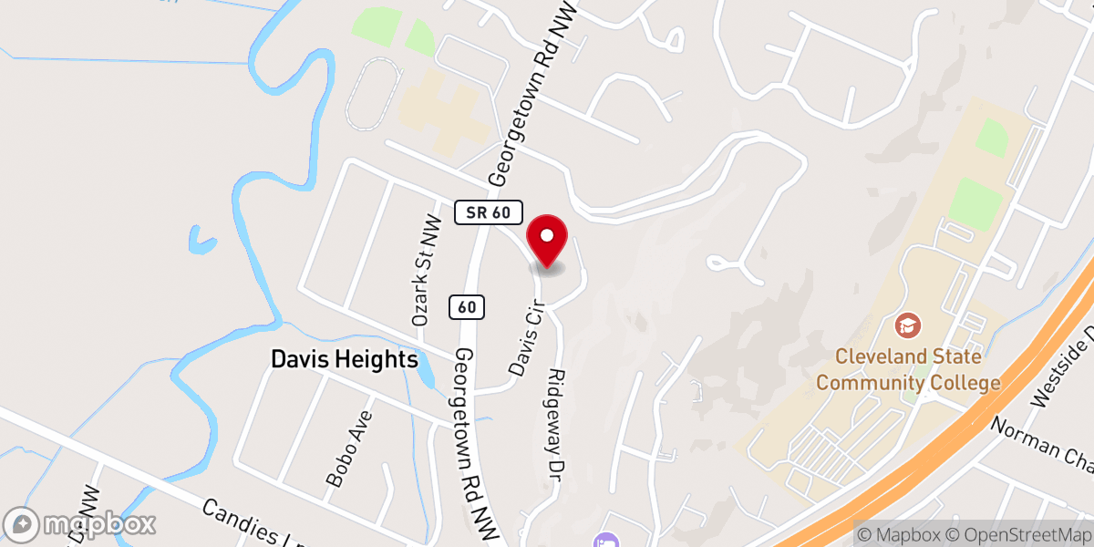 Map showing location of Cleveland Christian Church