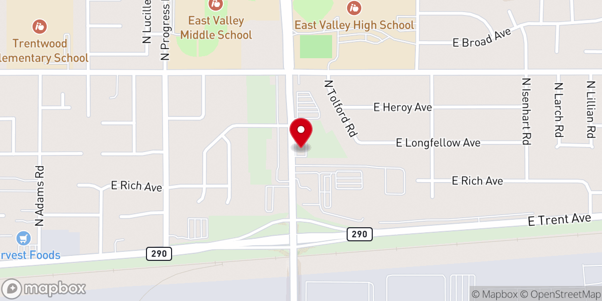 Map showing location of Community Church of the Bible