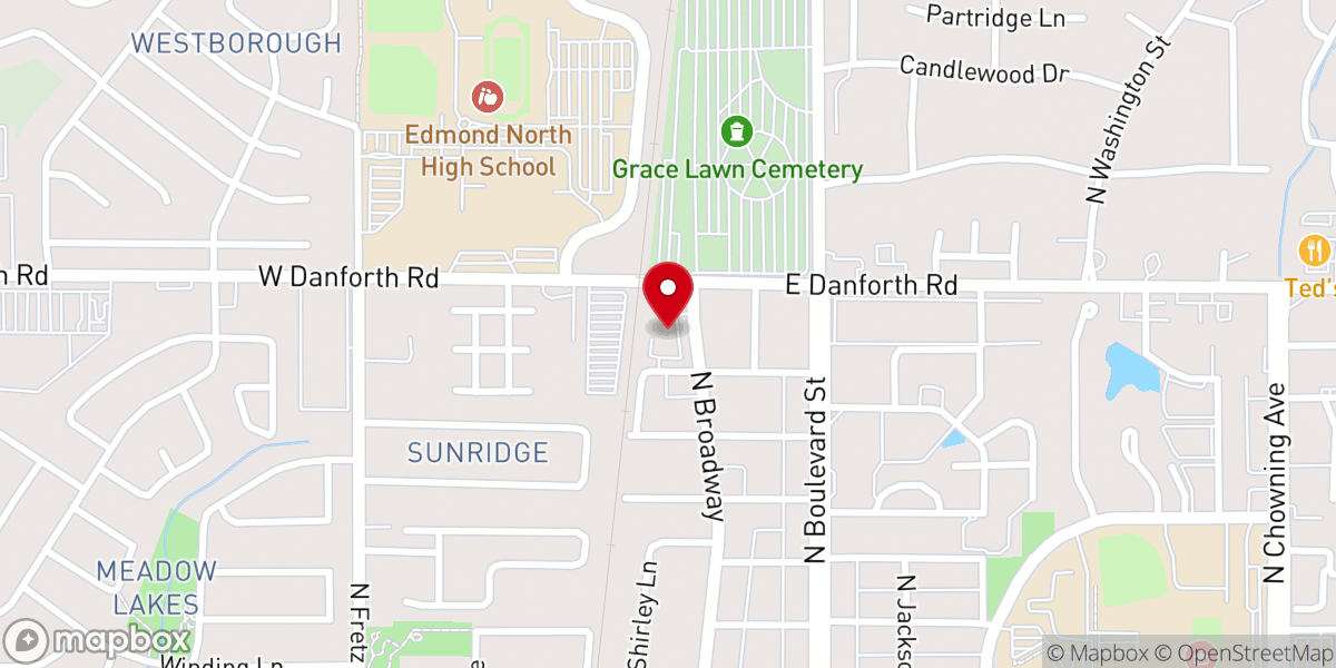 Map showing location of HOPE Center of Edmond