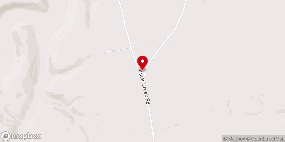 Map showing location of Clear Creek Church