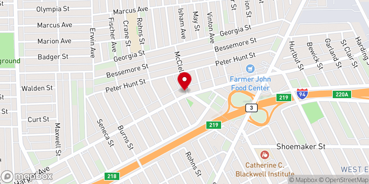Map showing location of Heavenly Missionary Baptist Church