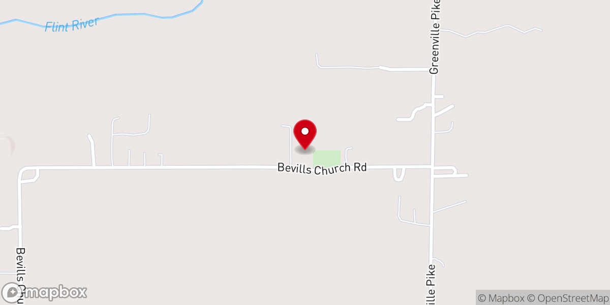 Map showing location of Bevills Chapel Baptist Church