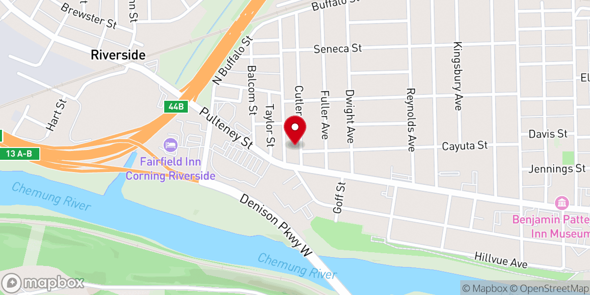 Map showing location of Christian Life Church Corning