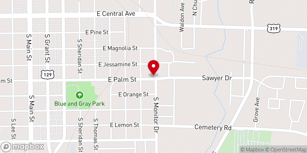 Map showing location of Salem Baptist Church