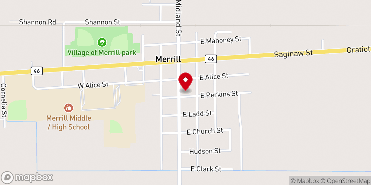 Map showing location of Merrill Congregational Christian