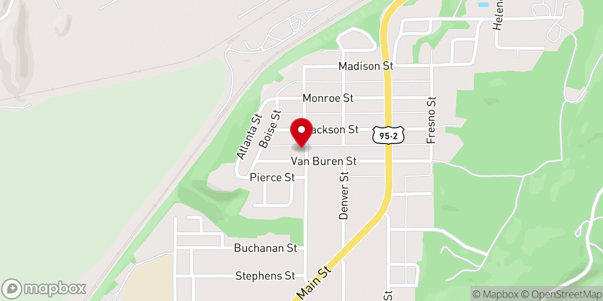 Map showing location of Bonners Ferry Baptist Church