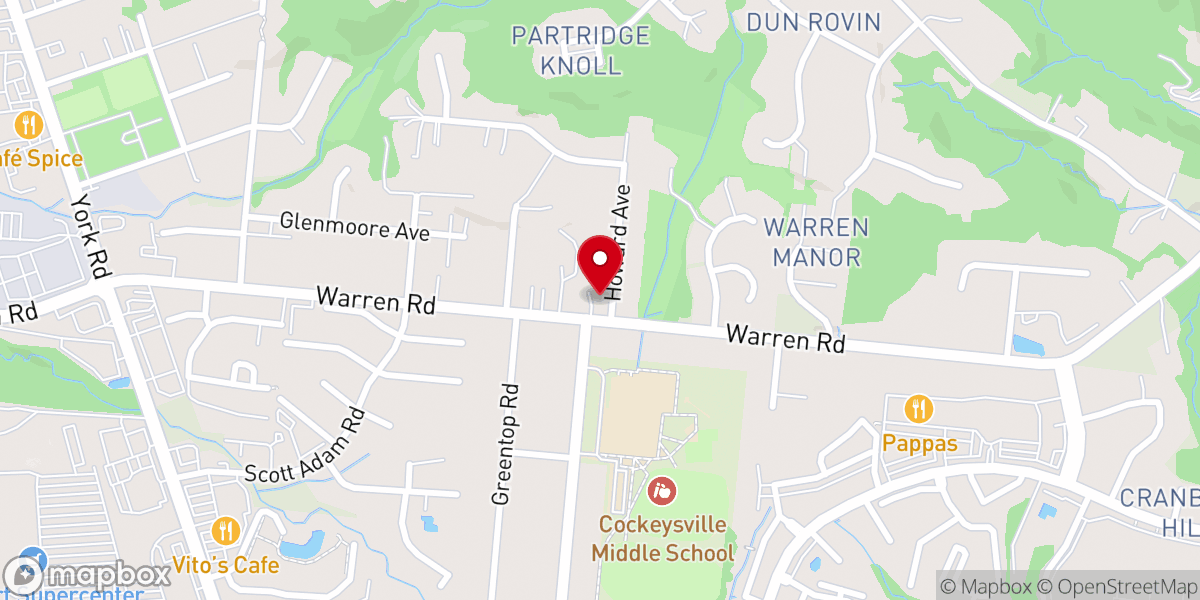 Map showing location of Cockeysville Baptist Church