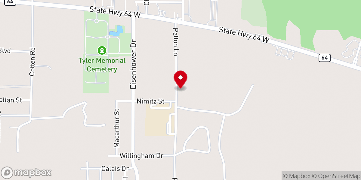 Map showing location of Patton Lane Church of Christ