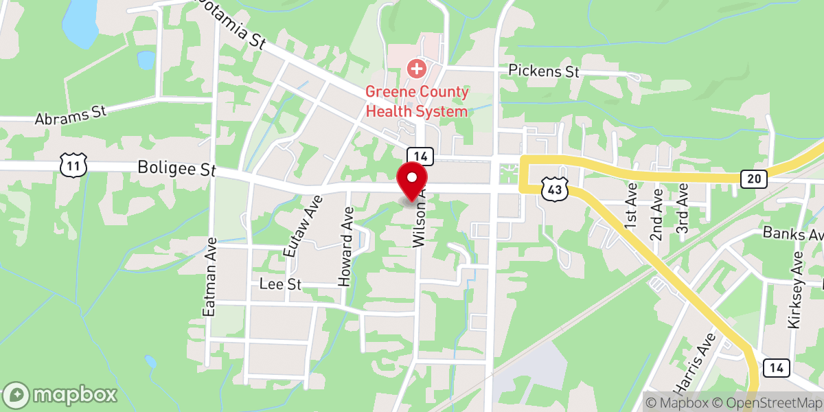 Map showing location of St. Mary Catholic Church