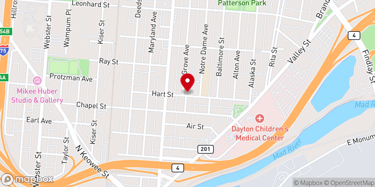 Map showing location of Christ Evangelical Lutheran Church