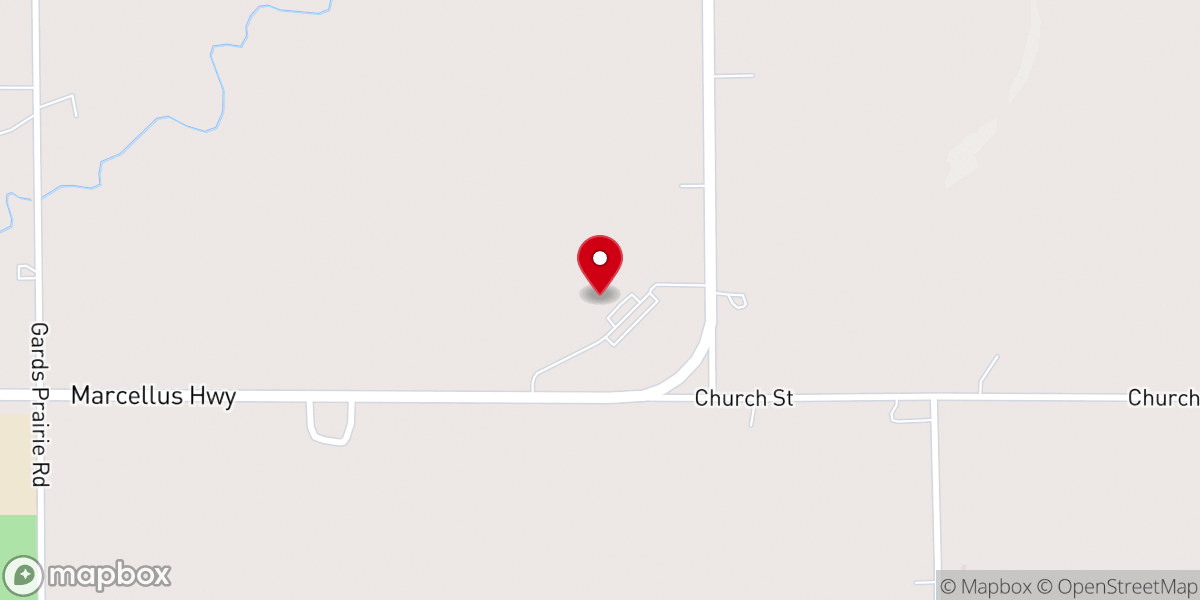 Map showing location of Volinia Baptist Church