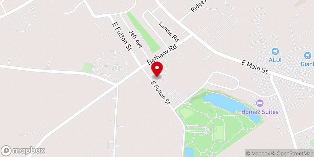 Map showing location of Ephrata United Zion Church