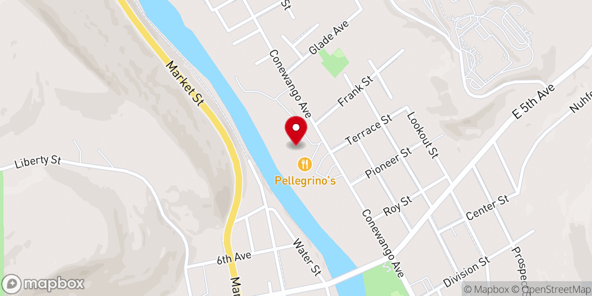 Map showing location of Pellegrino's Creekside Pavilion